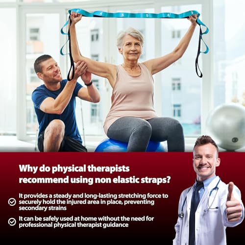 Acozycoo Stretching Strap with Loops for Physical Therapy,Knee,Calf,Back - color: Blue, size: Length: 86 Inch, Width: 1.5 Inch