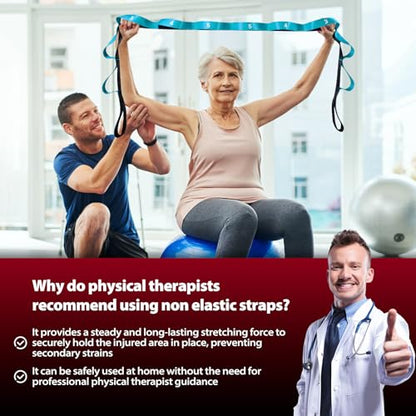 Acozycoo Stretching Strap with Loops for Physical Therapy,Knee,Calf,Back - color: Blue, size: Length: 86 Inch, Width: 1.5 Inch
