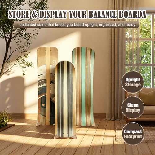 Wooden Balance Board Stand, Display Rack and Storage Holder for Balance Trainer and Wobble Board, Stable Organizer for Home Gym, Surf Training and Yoga Practice, 10 x 7.5 x 4 Inch