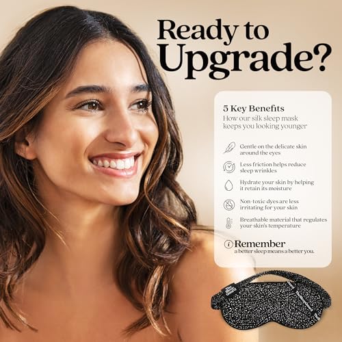 TheSleepGuard Pure Silk Sleep Mask [100% 6A Mulberry Silk, 22 Momme] Light Blocking Travel Essentials. Eye Masks for Sleeping. Black Oeko-Tex Blindfold. Eye Covers for Men & Women - color: Starlight Print