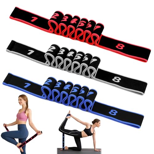 3PCS Fitness Resistance Band for Stretching and Yoga, 8-Section Numbered Elastic Resistance Band | Fitness Band with Clear Markings for Yoga, Stretching, Pilates - color: 3pcsA-Red*Black*Blue*