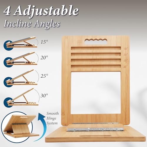 Slant Boards for Exercise - Adjustable Bamboo Calf Stretcher & Squat Wedge, Foldable & Portable Incline Board with Angle Markings, for Physical Therapy Leg Exercisers & Home Gym