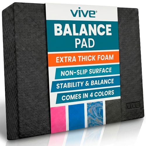 Vive Balance Pad - Foam Large Yoga Mat Trainer for Physical Therapy, Stability Workout, Knee and Ankle Exercise, Strength Training, Rehab - Chair Cushion for Adults, Kids, and Travel - color: Midnight Black