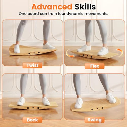 360° Wobble Balance Board for Standing Desk，Anti-Fatigue Rocker Board to Improve Focus, Burn Calories & Simulate Surfing & Skateboarding at Home or Office，Also Foot Strengthener & Stretcher for Plantar Fasciitis Relief.