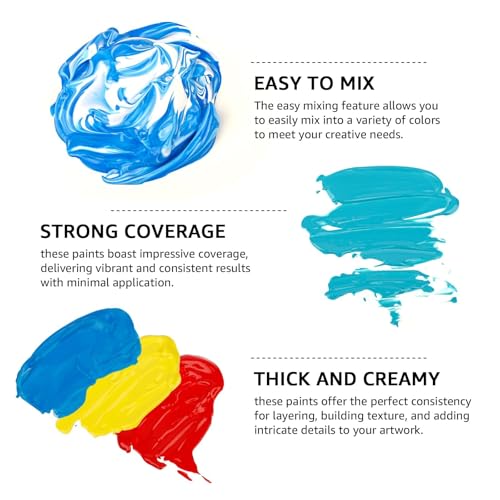 ABEIER Acrylic Paint Set, 56 Colors x 2 oz, Non-Toxic Matte Paint | Rich pigments, smooth blending, waterproof when dry, fade-resistant finish, multi-surface art and craft projects