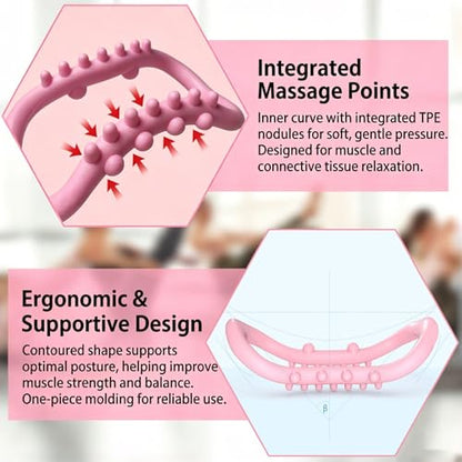 Set of 2 Pilates Yoga Fitness Rings, Pilates Circle Stretch Resistance Training Support Massage, Yoga Equipment Ring with Massage Steel Balls, Training Ring for Pilates, Pink - color: Pink 02