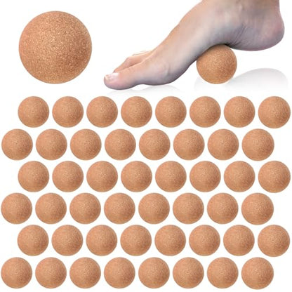 Seenelling 50 Pcs Cork Massage Ball 1.5 Inch Solid Hard Myofascial Release Yoga Ball for Back Foot Neck Pain Therapy Portable Tissue Muscle Release Tool for Home Office Travel - size: 1.5 Inch