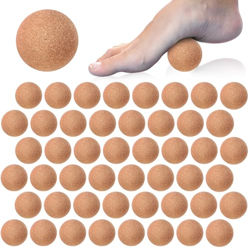 Seenelling 50 Pcs Cork Massage Ball 1.5 Inch Solid Hard Myofascial Release Yoga Ball for Back Foot Neck Pain Therapy Portable Tissue Muscle Release Tool for Home Office Travel - size: 1.5 Inch