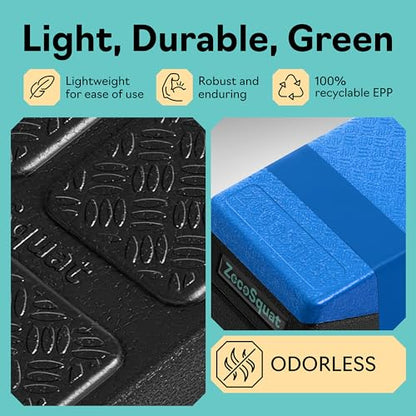 Squat Wedge Block Set of 3/5 - 960 LBS Capacity - Slant Board for Calf Stretching with 5 Stackable Angles - Calf Stretcher Slant Board - Workout Equipment - EPP Material for Exercise Equipment & Physical Therapy - color: Blue&Blue
