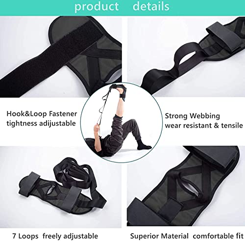 Foot and Calf Stretcher for Plantar Fasciitis, Leg Stretch Band，Improve Leg Stretching，Premium Physiotherapy Stretching Strap Improves Strength and Relief to Heel Spurs, Calf, Thigh and Hip - color: Black