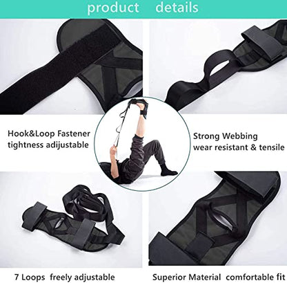 Foot and Calf Stretcher for Plantar Fasciitis, Leg Stretch Band，Improve Leg Stretching，Premium Physiotherapy Stretching Strap Improves Strength and Relief to Heel Spurs, Calf, Thigh and Hip - color: Black
