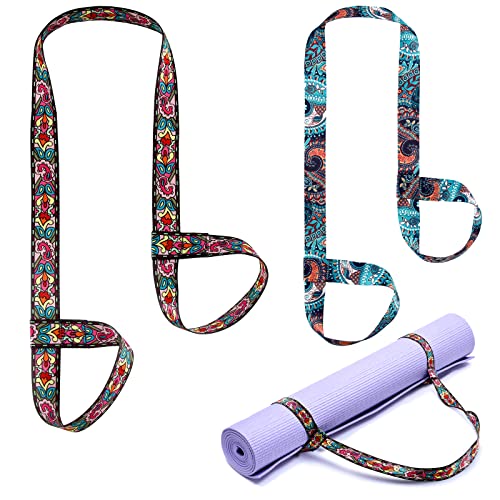 Minatee 2 Pcs Yoga Mat Strap Sling Adjustable Thick Mat Carrier Stretching Strap Yoga Mat Sling Holder Women Stretching Band