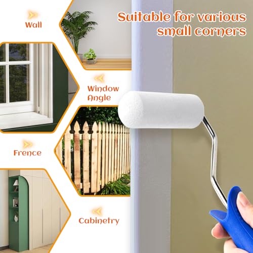 30 Pack 4 Inch Foam Paint Roller Covers, High Density White Mini Paint Rollers Fits All Flat Surfaces for Walls, Cabinets, Doors, Tables