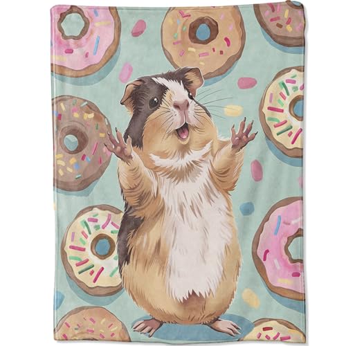 Happy Lovely Hamster Blanket Gifts for Boys Girls Kids, Sweet Donut Dessert Joyful Raise Paw Throw Blankets for Sofa Office Couch Room Decor, Cozy Lightweight Warm Soft Throws, 60x80 in - color: Hamster 02, size: 80x60 in