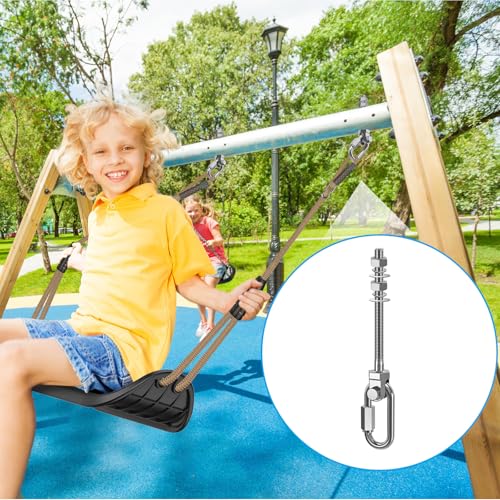 Dolibest Heavy Duty Swing Hanger, 304 Stainless Steel Swing Bolts w/Quick-Connect Carabiner, Swing Hook w/Dual-Screw Locking for Hammock, Yoga Swing, Porch Swing for Wood/Metal Beam-(M10X5'')-1500LB - color: M10X5''-6PCS