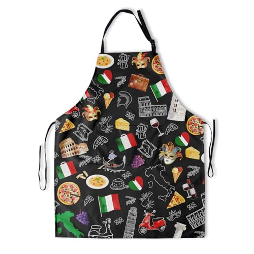 Art Apron with Pocket for Women Men | Kitchen Aprons Chef Apron for Cooking Baking BBQ Painting Gardening - color: Funny Pizza