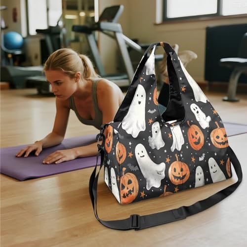 Yoga Mat Bag for Men Women Canvas Yoga Mat Carrier Take In Out Mat Easily for Beach Swim Bags Pool Sports Gym - color: Halloween Pumpkin