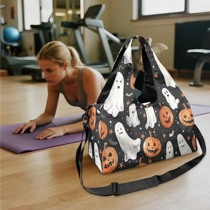 Yoga Mat Bag for Men Women Canvas Yoga Mat Carrier Take In Out Mat Easily for Beach Swim Bags Pool Sports Gym - color: Halloween Pumpkin