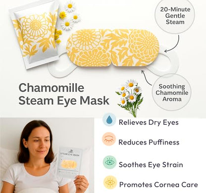 Acupressure Mat & Pillow Set + Chamomile Self‑Heating Steam Eye Mask (16 Pack) – Head‑to‑Toe Stress Relief, Pain Management & Sleep Support