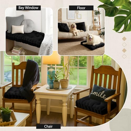 Jerify Black 4 Pcs Large Floor Pillow Cushion,Square 20 x 20 - color: Black, size: Square 20 x 20