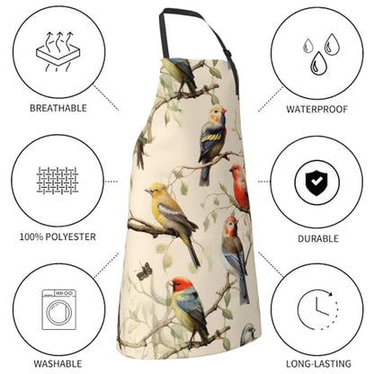 Artist Painting Apron with 2 Pockets Painters Art Aprons Gifts for Women Men - color: Birds on Branches