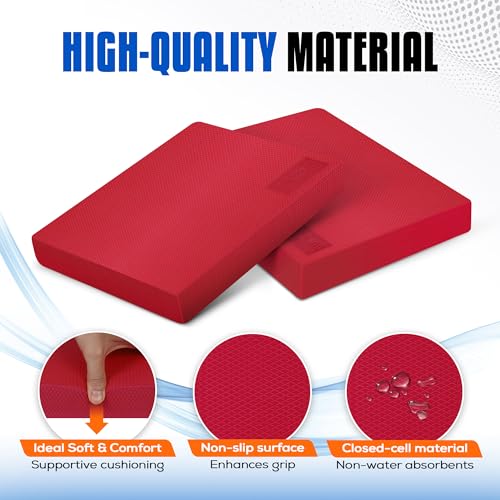 Yes4All Exercise Balance Pad, Non-Slip Foam Kneeling Pad - color: Red - L - (15,5" x 13" x 2"), size: Large