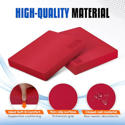 Yes4All Exercise Balance Pad, Non-Slip Foam Kneeling Pad - color: Red - L - (15,5" x 13" x 2"), size: Large