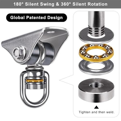 BeneLabel Silent Swing Hanger with Bearing Stainless Steel Hanging Chair Mount 1000 LB Capacity Swing Mount 360°Swivel Hook for Hammock Chairs, Porch Swings, Punching Bags - color: 1pcs Silent Swing Hanger With Bearing