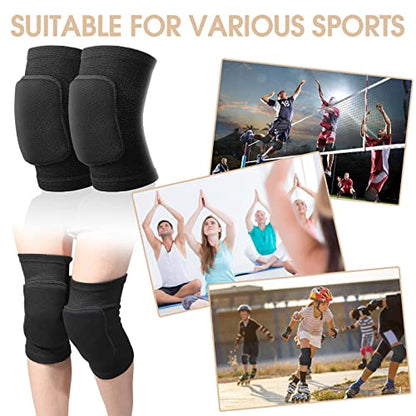 Lenwen 12 Pairs Volleyball Knee Pads Soft Breathable, Medium, Black - color: Black, size: Medium