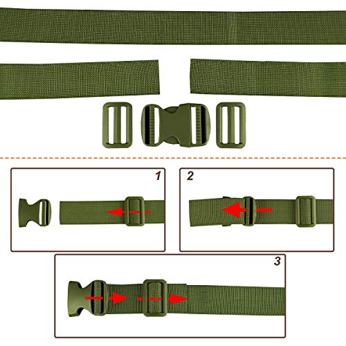 MAGARROW 65" 1.5" Utility Straps with Buckle Adjustable, 4-Pack (Army Green (4-PCS)) - color: Army Green, size: 1.5 in x 5.4 ft