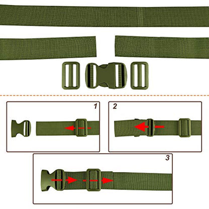 MAGARROW 65" 1.5" Utility Straps with Buckle Adjustable, 4-Pack (Army Green (4-PCS)) - color: Army Green, size: 1.5 in x 5.4 ft