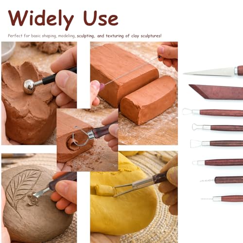50PCS Clay Sculpting Tools Set with Storage Bag, Pottery Tools for Adult | Beginners-Friendly, All-In-One Complete Kit, Clay Modeling Tools for Pottery, Dotting, Molding, Shaping, Detailing - color: Redwood