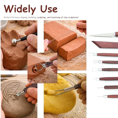 50PCS Clay Sculpting Tools Set with Storage Bag, Pottery Tools for Adult | Beginners-Friendly, All-In-One Complete Kit, Clay Modeling Tools for Pottery, Dotting, Molding, Shaping, Detailing - color: Redwood