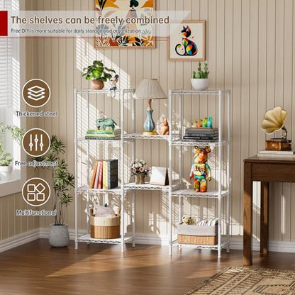 Golpart 5Tier Adjustable Storage Shelves Metal Wire Shelving Standing Shelf - color: White, size: 5-tier-10"Dx16"Wx55"H
