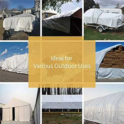 GUARD SHIELD Super Heavy Duty White Ploy Tarp Cover 16x20 Feet Waterproof Tarps 16mil Thick UV and Tear Resistant Tarpualin - color: White, size: 16x20