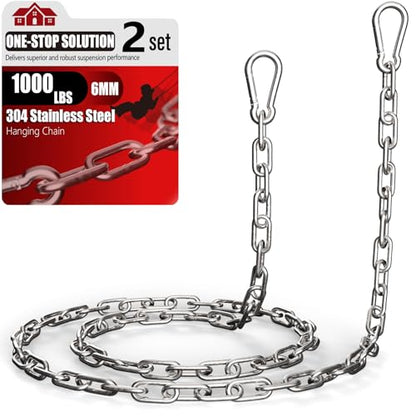 sprookber 67" Hanging Swing Chain,1000 lb Capacity,6 mm 304 Stainless Steel - color: Silver, size: 2 PACK 67inch