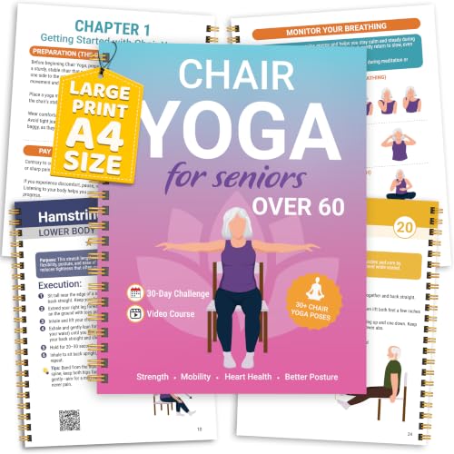POCAZONE Chair Yoga Book for Seniors Over 60, 30-Day Exercise & Video Guide - color: Chair yoga Book