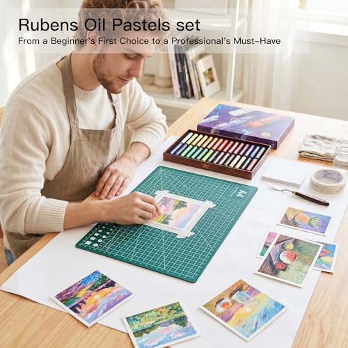 rubens Oil Pastels 24 Colors, Painting Kit, Art Supplies, Includes Oil Pastels Set, 1 Palette Knife, 1 Roll of Masking Tape, 30 Sheets Oil Pastel Paper, 1 Base Plate - color: 24 Basic Colors Set