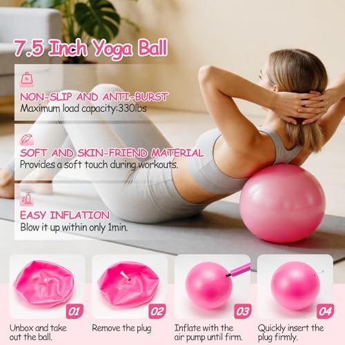 Pilates Kit for Home Workouts, Pilates Workout Sets for Women | Pilates Kit with Pilates Ring&Ball, Grip Socks, 10-50 LB Resistance Band, Portable Cooling Towel, Carage bag, Workout Guide