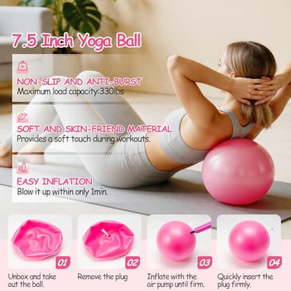Pilates Kit for Home Workouts, Pilates Workout Sets for Women | Pilates Kit with Pilates Ring&Ball, Grip Socks, 10-50 LB Resistance Band, Portable Cooling Towel, Carage bag, Workout Guide