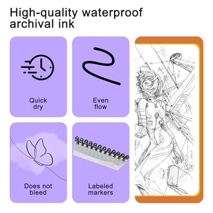 EYEYE Micro Fineliner Pens, Black Drawing Art Pens,12 Archival Pen Waterproof Ink Set Artist Supplies Archival Inking Markers Sketch Outline Pen, Precision Drawing and Sketching Kit - size: 12 Pack