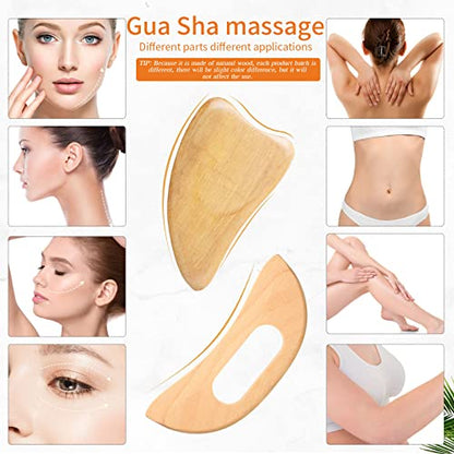 Chumia 10 Pieces Wood Massage Tools Wooden Maderoterapia Kit Therapy Tools Massage Roller Lymphatic Drainage Health Care for Neck Leg Back Arm Body Muscle Pain Relief