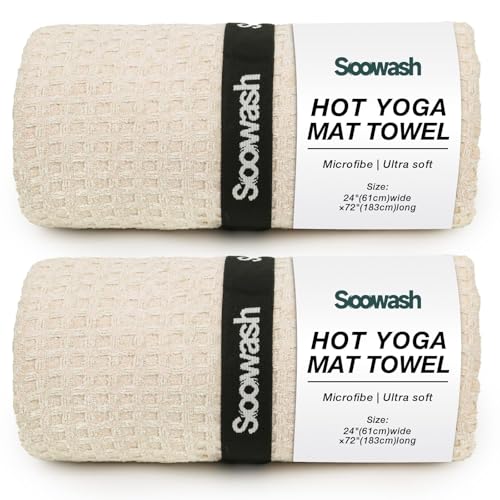 Hot Yoga Mat Towel, Non-Slip Microfiber 24x72in - color: Beige, size: 24 inch X 72 inch