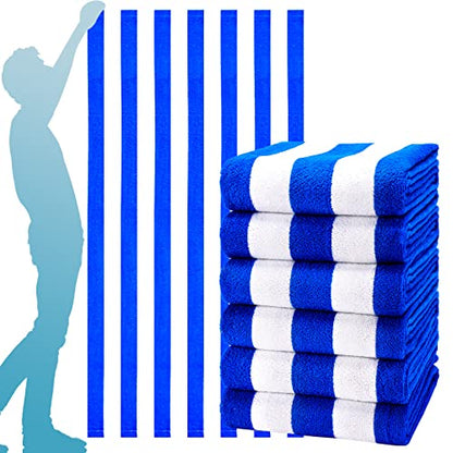 Genovega 6 Packs Oversized 72X40 Inch Stripe Beach Towel Thin Terry Set Extra Large XL Big Clearance Towels Soft Swim Pool Travel Accessories Essentials Camping Adults Men Women Gift Blue - color: Blue, size: 72.00" X 40.00"