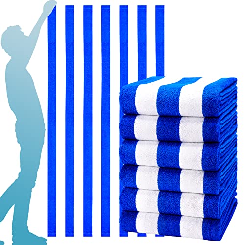 Genovega 6 Packs Oversized 72X40 Inch Stripe Beach Towel Thin Terry Set Extra Large XL Big Clearance Towels Soft Swim Pool Travel Accessories Essentials Camping Adults Men Women Gift Blue - color: Blue, size: 72.00" X 40.00"