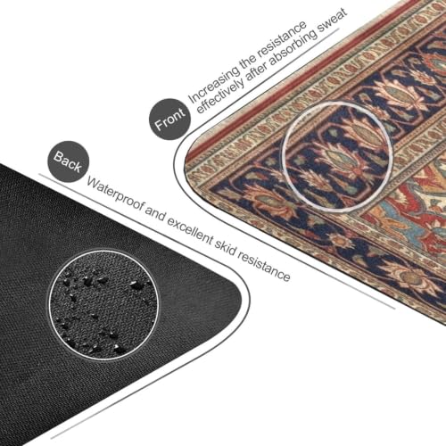 Kigai Travel Yoga Mat 71" x 24" Non Slip Natural Rubber Foldable Exercise Mat Ultra Thin 1.5mm Lightweight for Fitness, Pilates & Home Workout, Persian Design