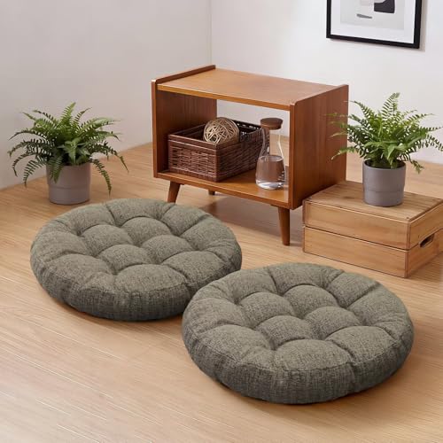 Round Meditation Floor Pillow Cushions for Adults Sitting Large Floor Pillows for Yoga Play Reading On Floor 18.8 x 18.8 Inch Dark Grey Set of 2 - color: Dark Grey