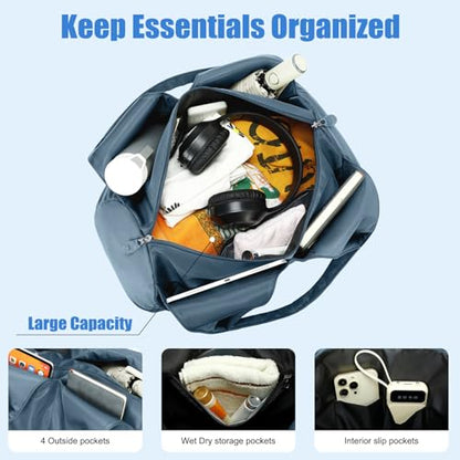 Forestfish Gym Bag For Women With Shoes Compartment & Wet Dry - color: Navy