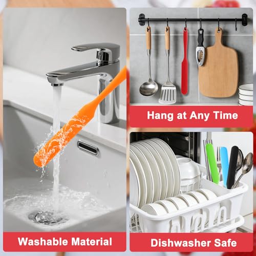 Silicone Jar Spatula 6 pcs Jar Scraper Long Handle Thin Spatula Heat Resistant Cake Cream Spatulas Set Sourdough Stirring Stick Non-Stick Jam Spreader for Kitchen Cake Cream Butter Jam Baking Mixing - color: Style3: 6 PCS