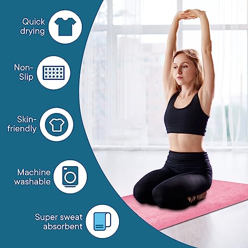 Yoga Towels, Non Slip Hot Yoga Mat Towel with Grip Dots,Super-Absorbent Soft Microfiber Yoga Blanket for Pilates, Fitness and Workout 72inch x 24inch - color: Pink
